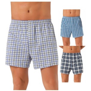 INSPIRE CHIC Men's 3 Pack Elastic Waistband Plaid Printing Boxer Shorts - 1 of 4