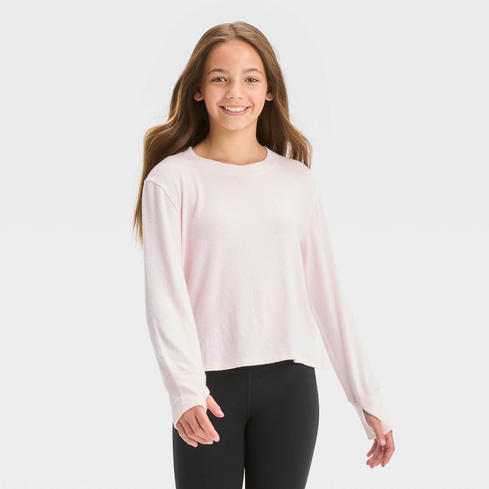 Girls' Cozy Pullover - All in Motion™ Light Pink S