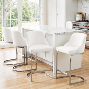 Bekrvio Bar Stools Set of 4, 26” Counter Height with Back - Upholstered PU Leather/Velvet  Steel U-Shaped Base for Kitchen Counter Island - 1 of 4
