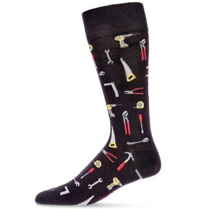 Memoi Men's "Tool Bench" Rayon from Bamboo Blend Novelty Crew Sock Black 10-13 - 1 of 4