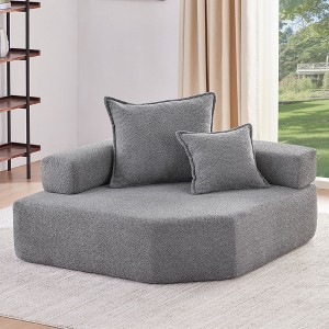 NicBex Couches for Living Room 56" Lounge Frame for Oversized Modular U-Shaped Sectional Sofa Boucle Floor Convertible Compressed Couch - 1 of 4