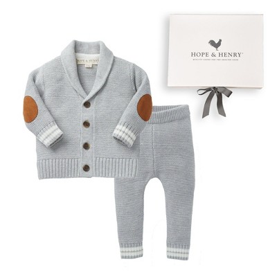 Hope & Henry Baby  Shawl Collar Cardigan and Sweater Legging Gift Box Set, Infant