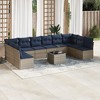 vidaXL Patio Sofa Set with Cushions 11 Piece, Sectional Sofa with Glass Table, Outdoor Conversation Set, Modern Style, Gray Poly Rattan - 2 of 4