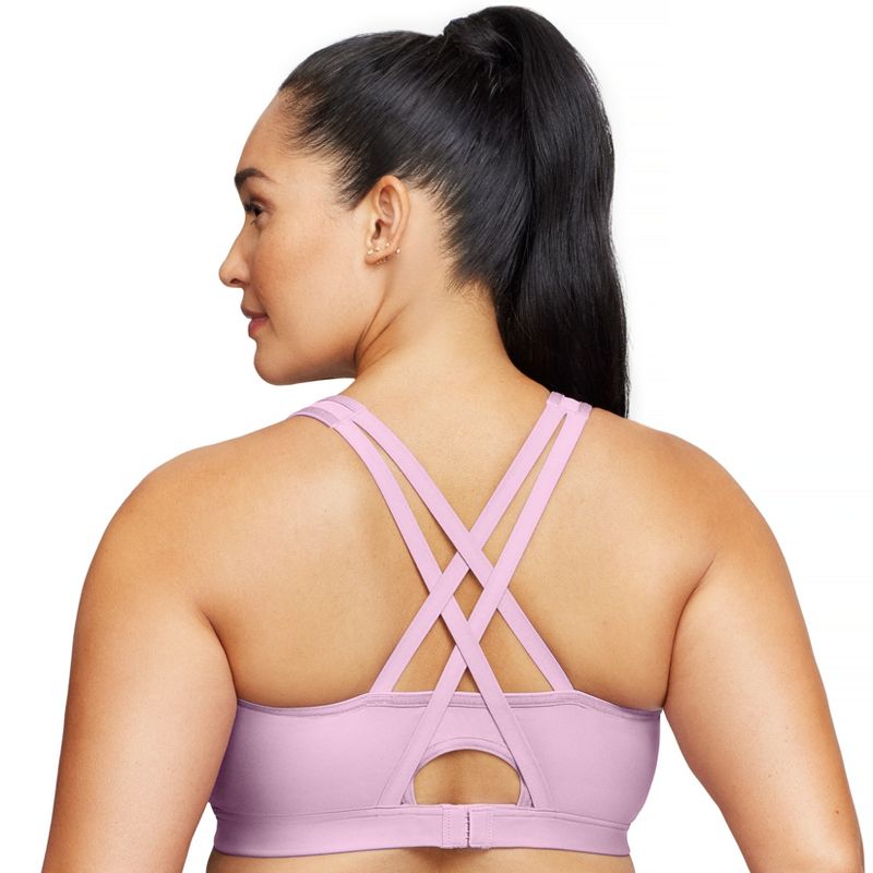 Glamorise Womens Zip Up Front-Closure Sports Wirefree Bra 9266 Lavender, 2 of 6