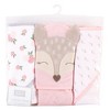 Hudson Baby Infant Girl Cotton Rich Hooded Towels, Fawn, One Size - 2 of 4