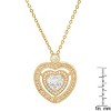 Steeltime Ladies brass simulated diamonds heart pendant. Color Options: White, Gold - 3 of 4