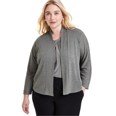 Kasper Womens Solid Cardigan Sweater