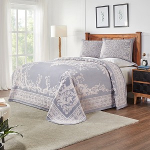 Lightweight Cotton Blend Oversized Jacquard Vintage Medallion Bedspread Set by Blue Nile Mills - 1 of 4