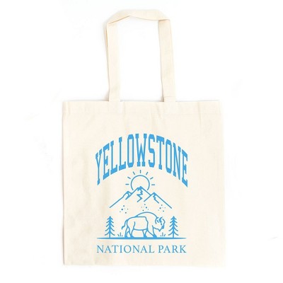 City Creek Prints Yellowstone National Park Mountain Canvas Tote Bag - 15x16 - Natural