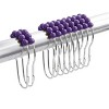 Home Mart Goods Purple Fabric Textured Glam luxury Shower Curtain With 12 Metal Roller Ball Hooks - 72" x 72" - 2 of 3