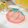 TOWN & COUNTRY PLAY Peachy Clean Peach Fruit Shaped Bath Mat, Absorbent Tufted Floor Mat, Machine Washable, Peach/Green, 30.3"x29.5" - 2 of 4