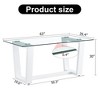 NicBex 63 Inch Rectangle Dining Table with Tempered Glass Tabletop and MDF Trapezoid Bracket for 6 to 8,Living Meeting Room - 3 of 4