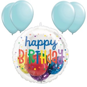 LoonBalloon 20 Inch Insider Birthday Rainbow Balloon with 4 latex balloons- Colorful & Festive - 1 of 3