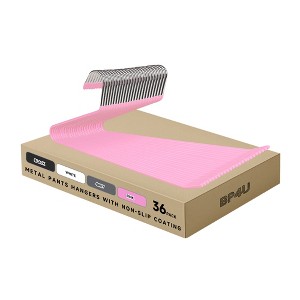 BP4U Open-Ended Metal Pants Hangers, Non-Slip Heavy-Duty Steel Hangers for Jeans, Trousers, Scarves & Bath Towels - 1 of 4