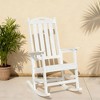 Gulches White Outdoor Rocking Chair All-Season HIPS Material with 304 Stainless Steel Accessories, Classic Vertical Slat Back, Spacious Seat - 3 of 4