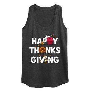 Women's - Peanuts - Happy Thanksgiving Icons Graphic Racerback Tank - 1 of 4