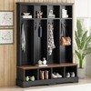 ACEPANO 59 in. W Modern 3-in-1 Hall Trees with Shoe Rack, 8 Hooks & Open Compartments-Black - 2 of 4