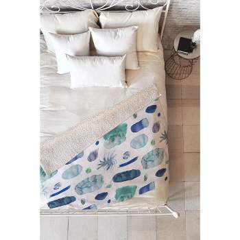 Ninola Design Blue Minimal Strokes Abstract Fleece Throw Blanket - Deny Designs