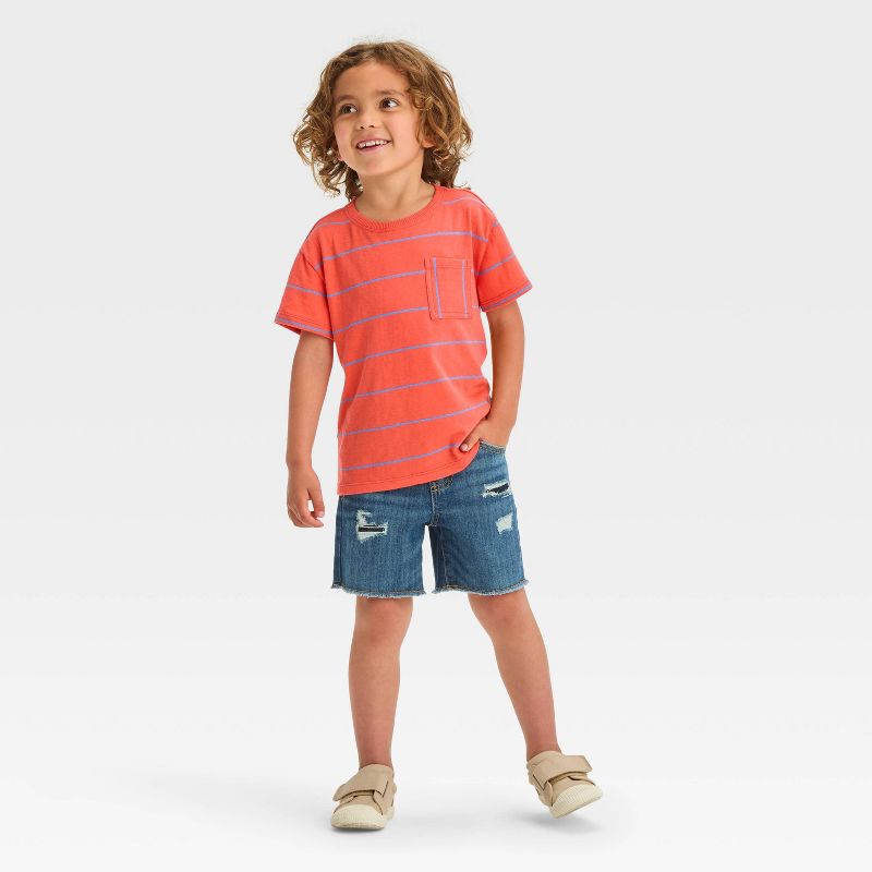 Toddler Boys' Striped Short Sleeve Pocket T-Shirt - Cat & Jack™, 3 of 4