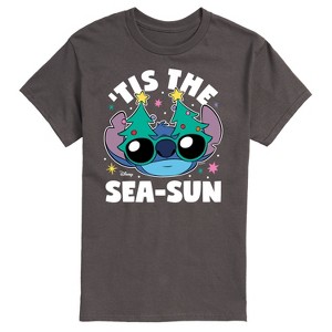 Men's - Lilo and Stitch - Tis the Sea-Sun Christmas Short Sleeve Graphic T-Shirt - 1 of 4