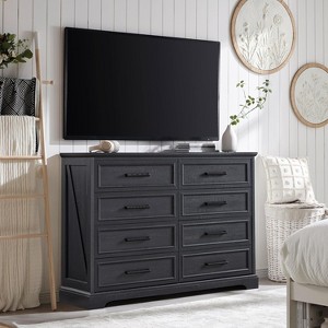 SinCiDo 8 Drawers Dresser for Bedroom, Farmhouse Wooden Chest of Drawer with Metal Handle, 52" W Rustic Drawer Organizer - 1 of 4