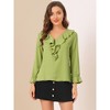 INSPIRE CHIC Women's Office Work Ruffle V Neck Long Sleeve Chiffon Peasant Blouse - 2 of 4