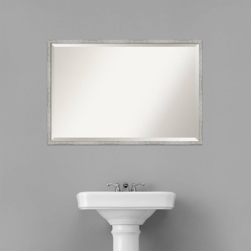 37&#34; x 25&#34; Shiplap Narrow Framed Bathroom Vanity Wall Mirror White - Amanti Art, 4 of 9