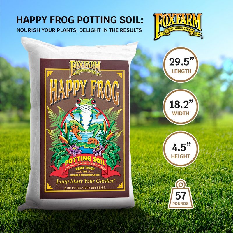 Foxfarm FX14047 Happy Frog 2 Cubic Feet/51.4 Quart Ph Adjusted Pre-Mixed Plant Garden Potting Soil Mix for Indoor and Outdoor Plants, 2 of 7