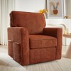 TiramisuBest Red Chenille 360 Swivel Accent Chair, Comfortable Barrel Armchair with Side Pockets for Any Room - 4 of 4