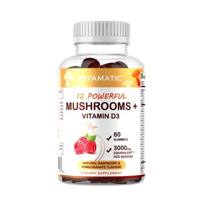 Mushroom Complex with D3 Gummies 3000 mg - 60 Pectin Based Gummies