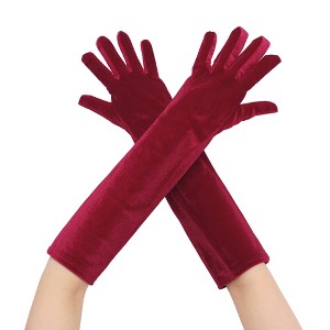INSPIRE CHIC Women's Long Sleeve Velvet Opera Gloves - 1 of 4