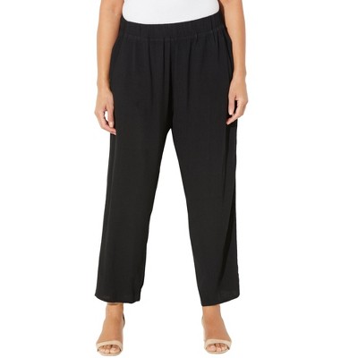 Catherines Women's Plus Size Gauze Ankle Pant