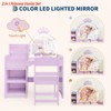 Girls Vanity w/Lights 2 in 1 Princess Makeup Vanity Desk Toddler Vanity Table & Chair Set w/ Open Bookshelf Storage Cabinet - 3 of 4