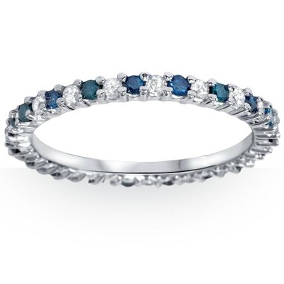 Pompeii3 1/2ct Blue & White Diamond Eternity Ring 14K White Gold