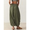 Women's Slimming Drawstring Tie - Waist Casual Loose 3/4 Pants, Comfy Elastic Waist Cropped Harem Pants for Daily Wear - 2 of 4