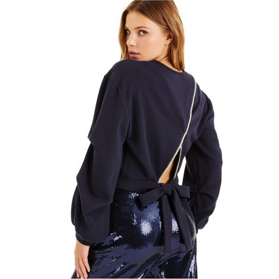 I.N.C International Concepts Womens Embellished Sweatshirt, Blue, Medium