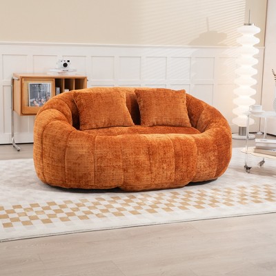 LOVMOR Modern Bean Bag Sofa with 2 Pillows, Oversized Chenille Bean Bag Lazy Sofa, High Back Floor Sofa Lounge Chair, for Gaming Reading Relaxing