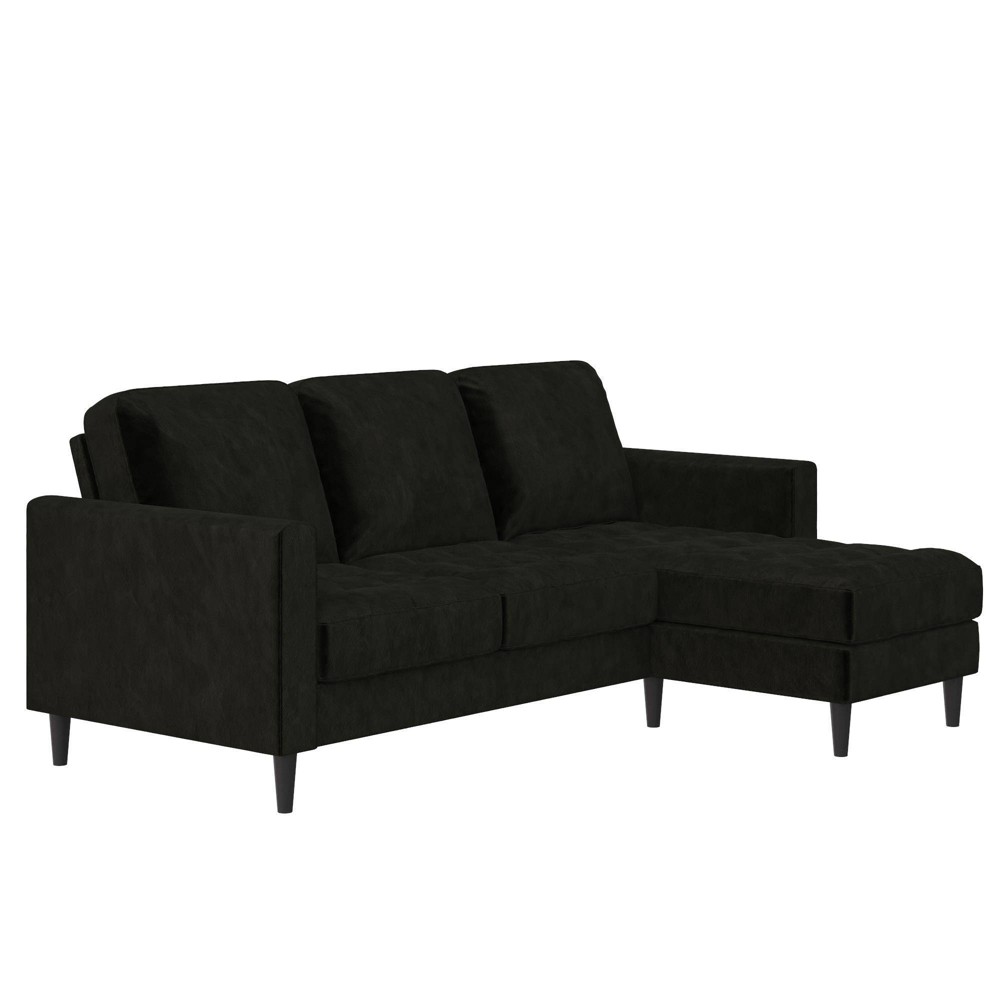 Photos - Sofa Strummer Reversible Sectional  Couch Black Velvet - CosmoLiving by Cos