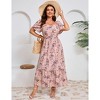 YESFASHION Women Plus Size Maxi Dress Floral Casual Dress Short Sleeve Long Dress Ruffle Pleated High Waist Square Neck Summer Dress - 2 of 4