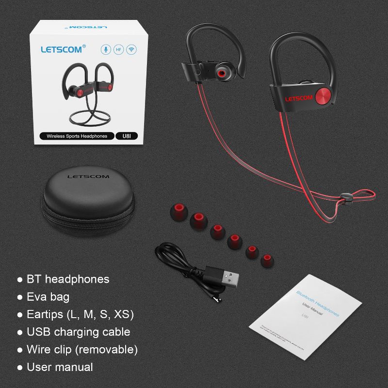 Letscom Bluetooth IPX7 Waterproof Wireless Earbuds, 5 of 10