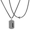 Steeltime 24" Men's two tone black ip and stainless steel dog tag pendant with black simulated diamond accent - 2 of 4