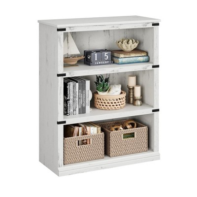 3 Tier Bookcase, Farmhouse Book Shelf with Storage, 40 Inch Tall Open Display Bookshelves