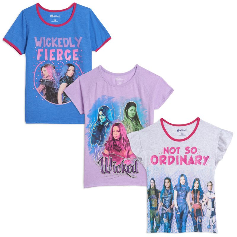 Disney Descendants Audrey Evie Mal Girls 3 Pack T-Shirts Little Kid to Big Kid, 1 of 8