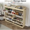 Narrow Large Shoe Storage Cabinet – 4 Flip Drawers, Freestanding Hidden Shoe Rack with Wooden Legs - 3 of 4