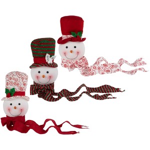 Northlight Plush Snowmen in Hats Christmas Ornaments - 12.5" - Set of 3 - 1 of 4