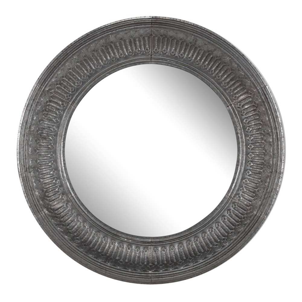 Photos - Wall Mirror Round Matis Mirror Antique Gray - A&B Home