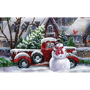 Briarwood Lane Winter Christmas Doormat 30x18 Indoor Outdoor Snowfall Snowman For Christmas Doormat - 1 of 4