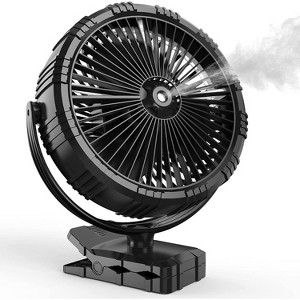 Misting Fan, Portable 8" Clip on Fan with Mist, 10000mAh Rechargeable Battery Operated Personal Fan, 2 Mist Modes, 3 Speeds & 360° Rotation Spray Fan - 1 of 4