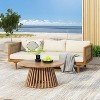FIONECA Claremont 3-Seater Patio Daybed with Beige Cushions and Acacia Wood Coffee Table ¨C Outdoor Furniture Set - 2 of 4