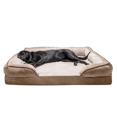 FurHaven Velvet Waves Perfect Comfort Cooling Gel Top Memory Foam Sofa Dog Bed